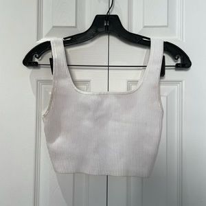 Babaton White Cropped Tank Top, Small